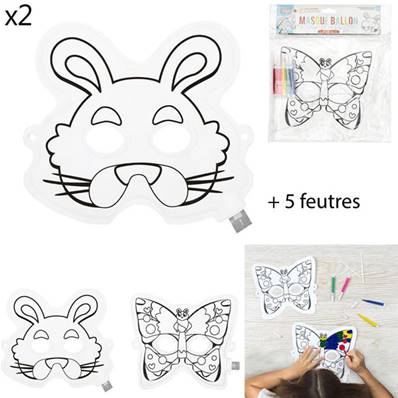 Masques Ballons a Colorier 