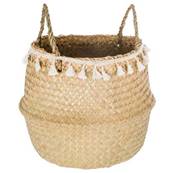 Panier Seagrass Pli Pompons MM 