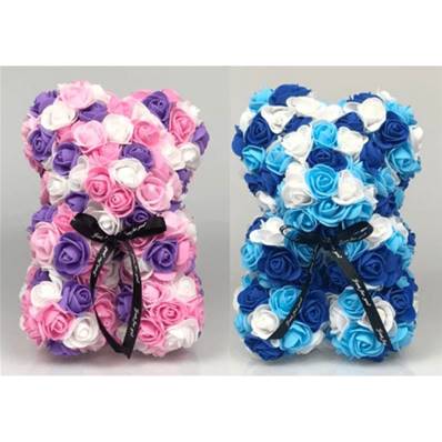 Ours en Fleurs Artificielles Multicolores 25 Cm