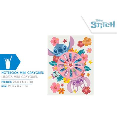 Carnet avec 12 Mini Crayons Stitch