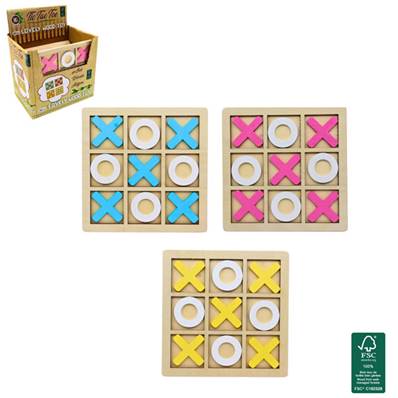 Jeu de Tic Tac Toe en Bois 14 x 14 Cm 3 Modèles Assortis