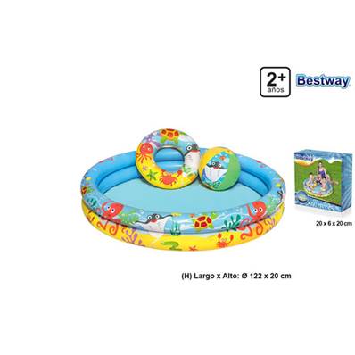 Piscine avec Ballon et Bouée 122 Cm