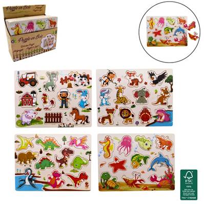 Puzzle 11 Pièces en Bois 22,5 x 30 Cm 4 Modèles Assortis