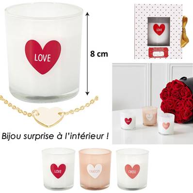 Bougie Parfumee Coeur et Bijou H8cm 