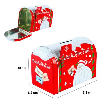 Tirelire Boite aux Lettres Père Noël 13,8 x 8,1 x 9,6 Cm