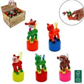 Animal Danseur en Bois 10 Cm 6 Modèles Assortis