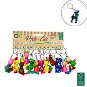 Porte-clef Animal en Bois 8-9 Cm 12 Modèles Assortis