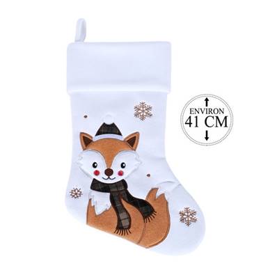 Botte Blanche et Broderies Marrons Renard 41 Cm