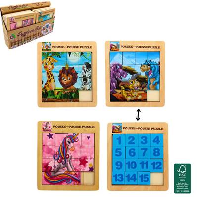 Puzzle Pousse-Pousse en Bois 16 x 15 Cm 3 Modèles Assortis