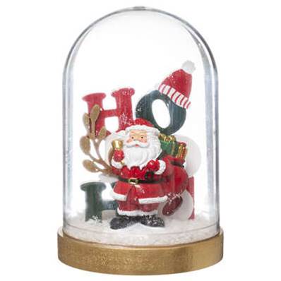 Deco Bois Sous Cloche "Hoho" 14cm 