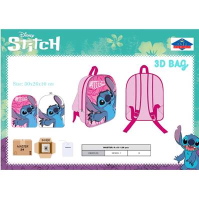 Sac à Dos Stitch 3D 30 x 26 x 10 Cm