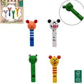 Sifflet Animal en Bois 7 Cm 4 Modèles Assortis