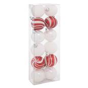 Boule de Noël 40 mm x 12 Rouge / Blanc 