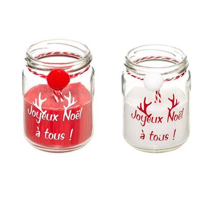 Bougie Pompon Noel D7 x H9 120g (blanc uniquement) 
