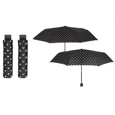 Parapluie Femme Mini Manuel 54 Cm Noir Blanc