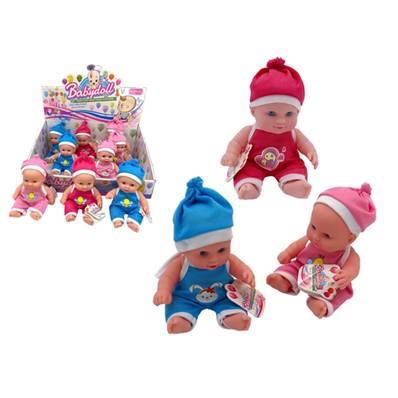 Poupon Bébé Vinyl 19 Cm Bonnet 3 Couleurs