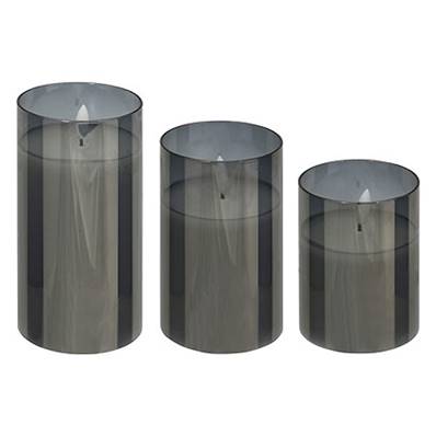Coffret 3 bougies Led Verre Noir