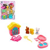 3 Chiens 4,5 Cm avec Niche et Accessoires