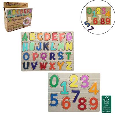 Puzzle Lettes ou Chiffres en Bois 30 x 21 Cm