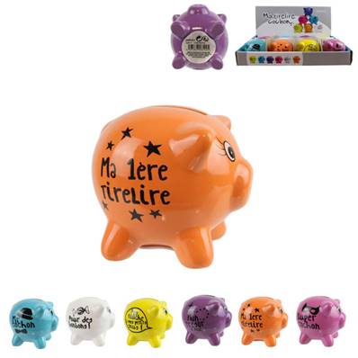 Tirelire Cochon pm Mots H7.8cm