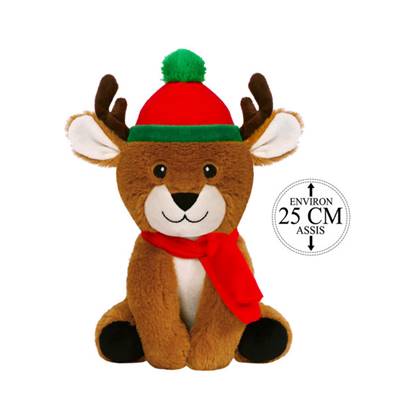 Peluche Renne avec Bonnet Noël 25 Cm