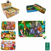 Puzzle 60 Pièces en Bois 14 x 22 Cm Boite Métal