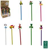 Crayon à Papier en Bois 23 Cm Embout Animal 8 Modèles Assortis