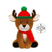 Peluche Renne avec Bonnet Noël 25 Cm