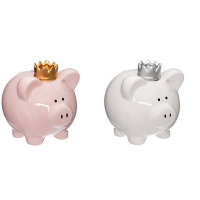 Tirelire Cochon h14.5 Cm (blanc ou rose)