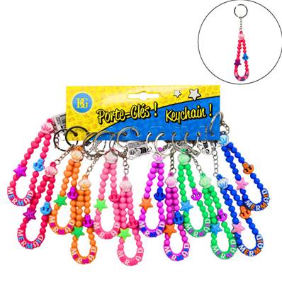 Porte-Clés Bijou Perles 10 Cm 6 Couleurs Assorties