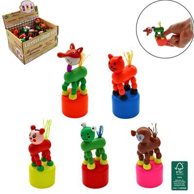 Animal Danseur en Bois 10 Cm 6 Modèles Assortis