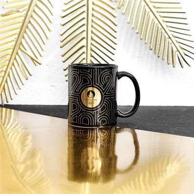 Mug Ceramique Paris 2024 Art Deco Noir 30cl 