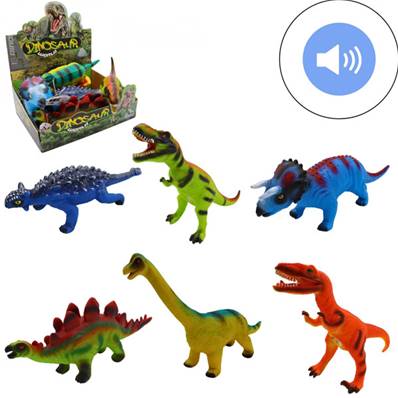 Dinosaure Sonore 26-32 Cm avec Piles 6 Modèles Assortis