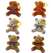 Porte-Clés Peluche Ours Noeud 10 Cm 3 Couleurs Assorties
