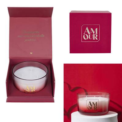 Bougie Parfumee 3 meches Coffret Cadeau Amour 