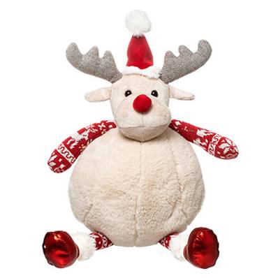 Peluche Renne Chapeau Rouge H40cm