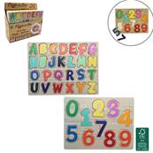 Puzzle Lettes ou Chiffres en Bois 30 x 21 Cm
