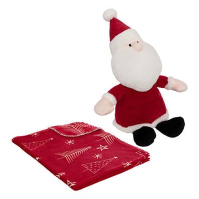 Plaid + Peluche Père Noël 90 x 75cm 