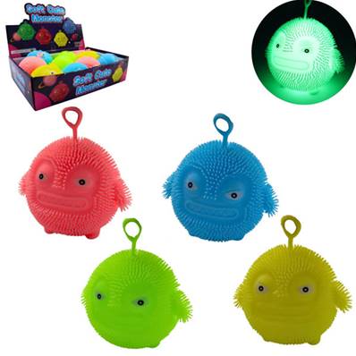 Puffer Lumineux Monstre 11 Cm 4 Couleurs