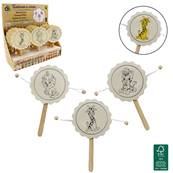 Tambourin à Peindre en Bois 16 x 9 Cm 3 Modèles Assortis