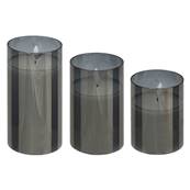 Coffret 3 bougies Led Verre Noir