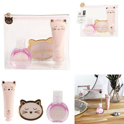 Coffret Cosmetique Chat 3 accessoires 