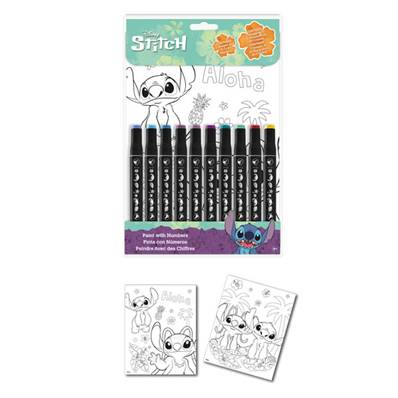 Set de Coloriage avec Numéros - 10 Feutres Stitch