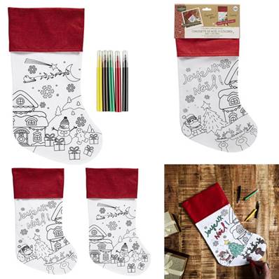 Chaussette de Noël à Colorier et Feutres 